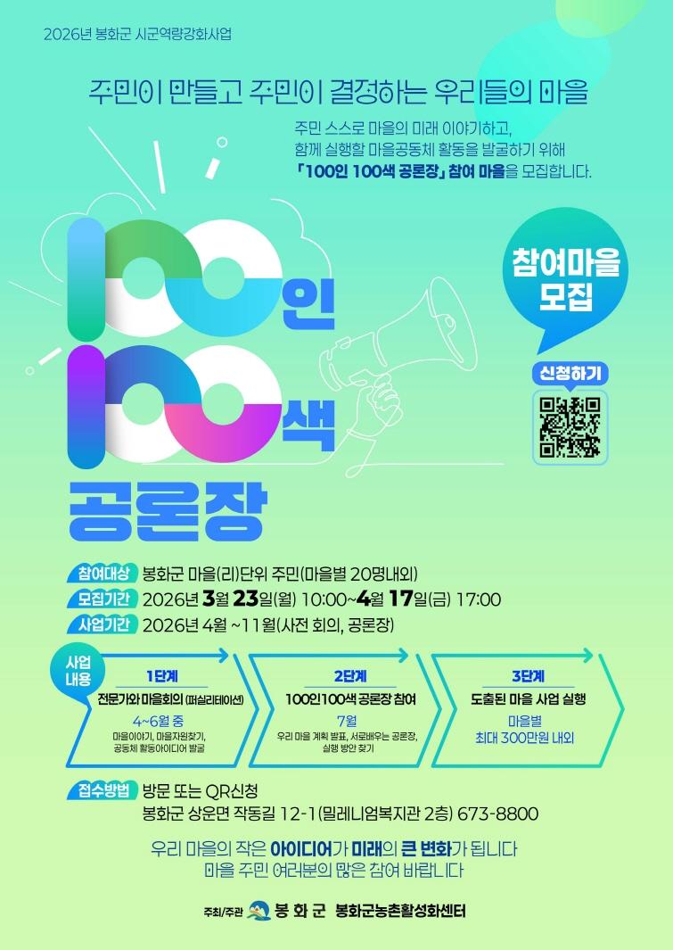 100인 100색 공론장 참여마을 모집 안내